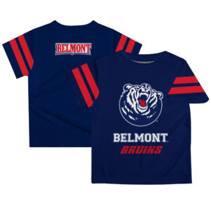 Youth Navy Belmont Bruins Team Logo Stripes T-Shirt