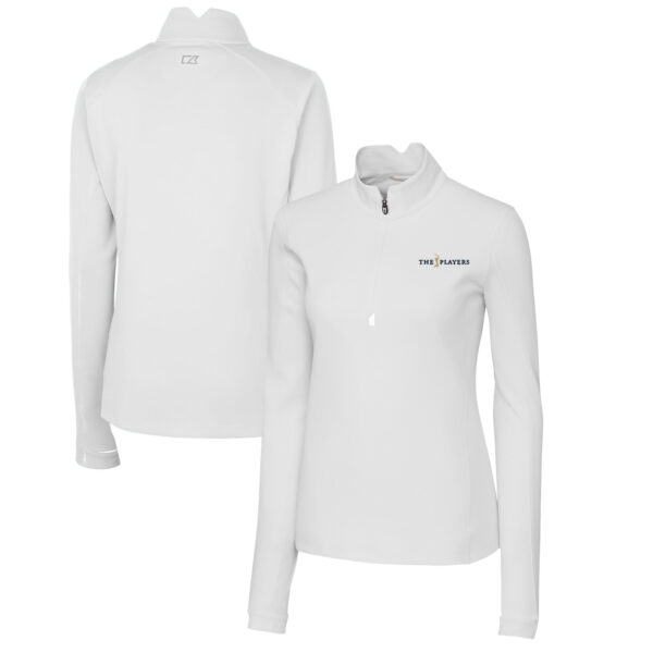 Women's Cutter & Buck White THE PLAYERS DryTec Traverse Stretch Quarter-Zip Pullover Top