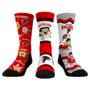Unisex Rock Em Socks Atlanta Falcons NFL x Nickelodeon Spongebob Squarepants 3-Pack Crew Socks Set