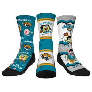 Youth Rock Em Socks Jacksonville Jaguars NFL x Nickelodeon Spongebob Squarepants 3-Pack Crew Socks Set