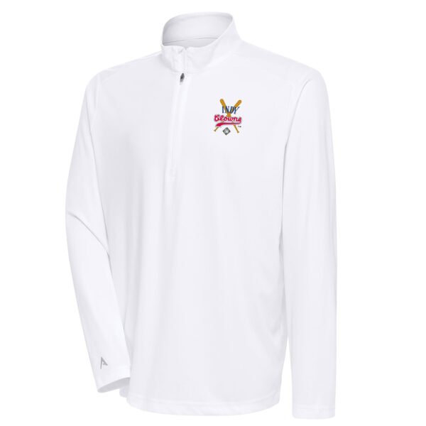 Men's Antigua White Indianapolis Clowns Tribute Quarter-Zip Pullover Top