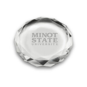 Minot State Beavers 3'' Optic Crystal Faceted Paperweight