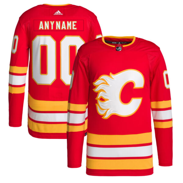 Men's adidas  Red Calgary Flames Home 2020/21 Primegreen Authentic Custom Jersey - Image 5