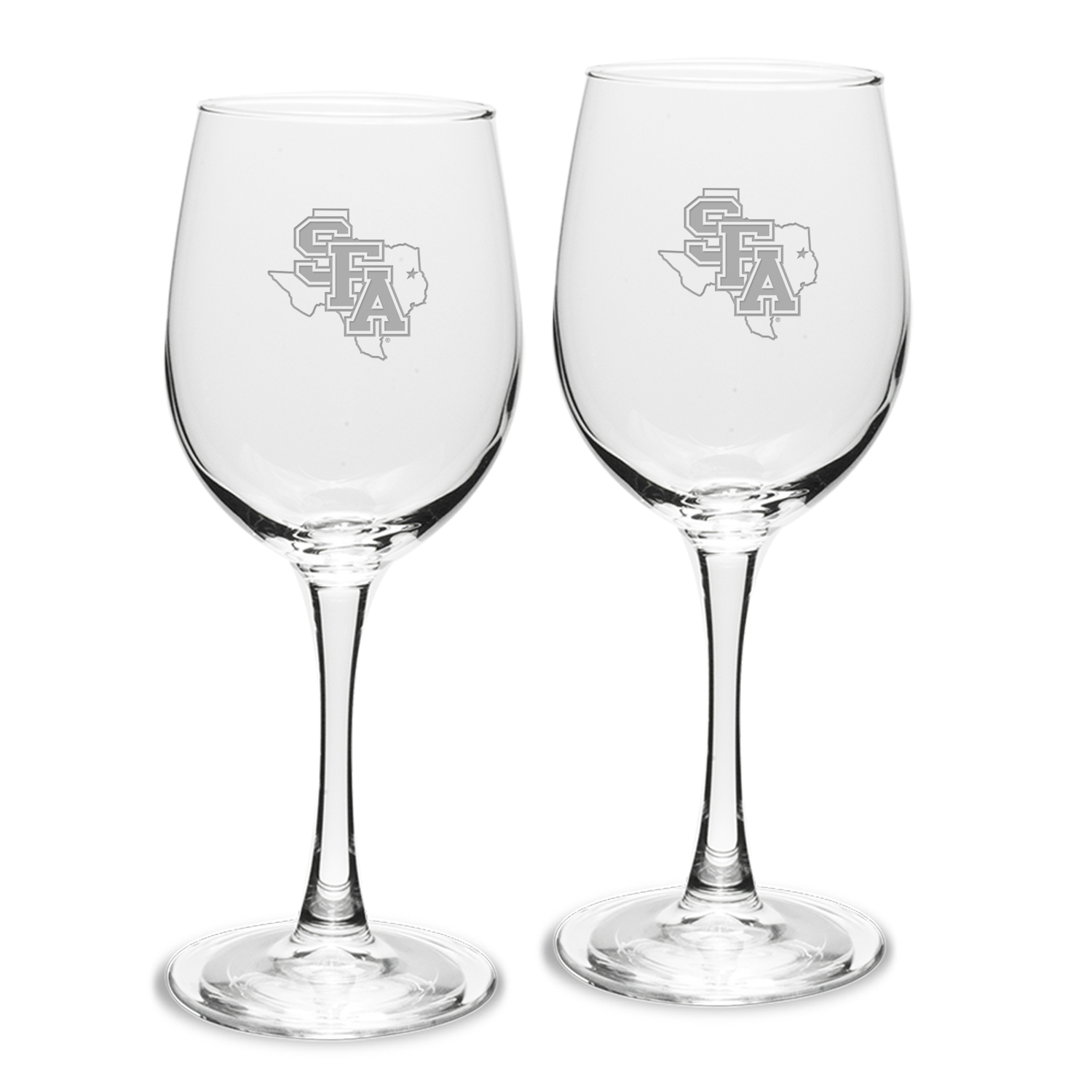 Stephen F Austin Lumberjacks 12oz. Two-Piece Traditional White Wine Glass Set