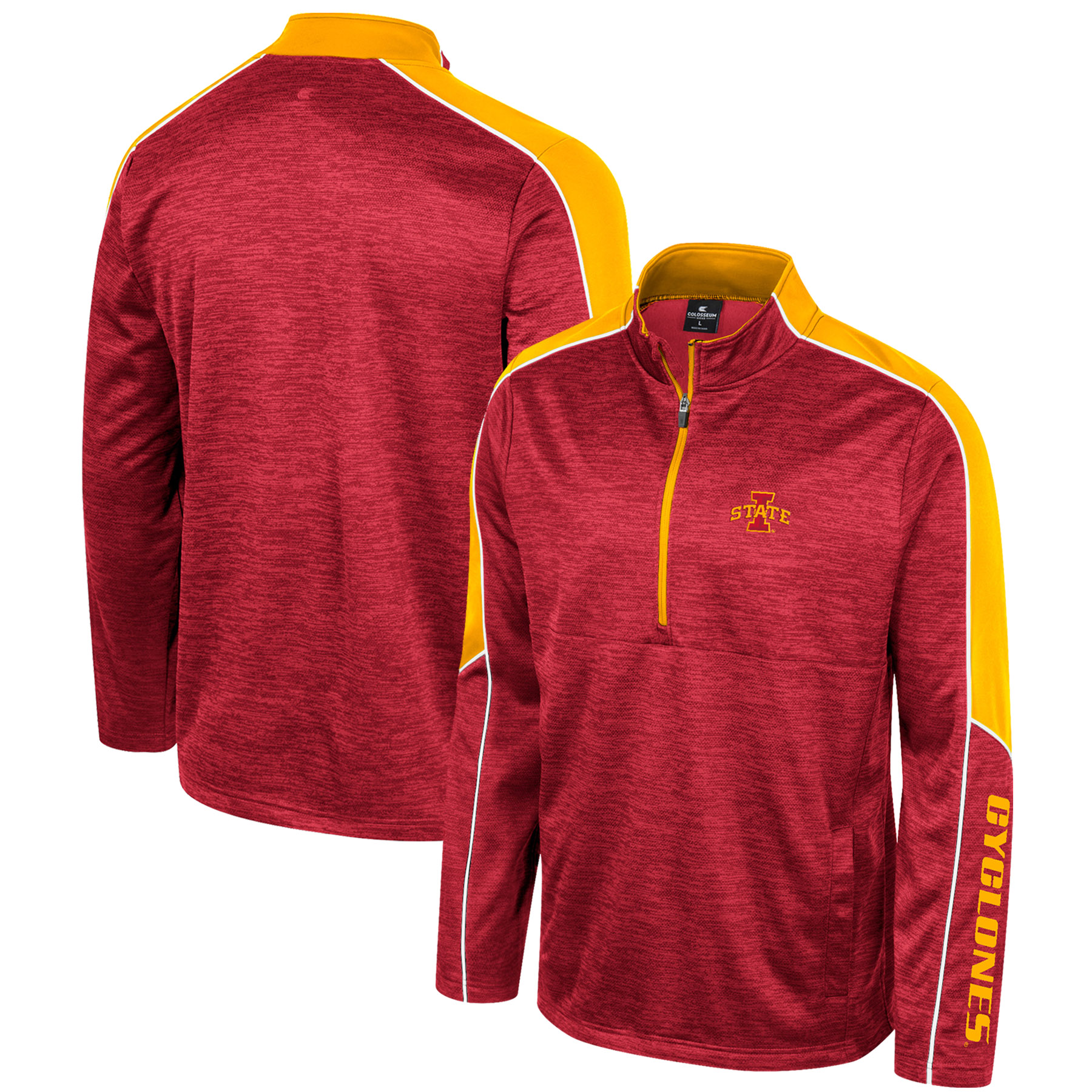 Men's Colosseum Cardinal Iowa State Cyclones Marled Half-Zip Jacket - Image 8