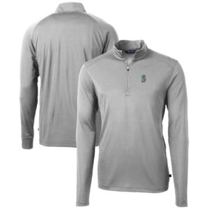 Men's Cutter & Buck  Gray Seattle Mariners Virtue Eco Pique Recycled Quarter-Zip Pullover Top