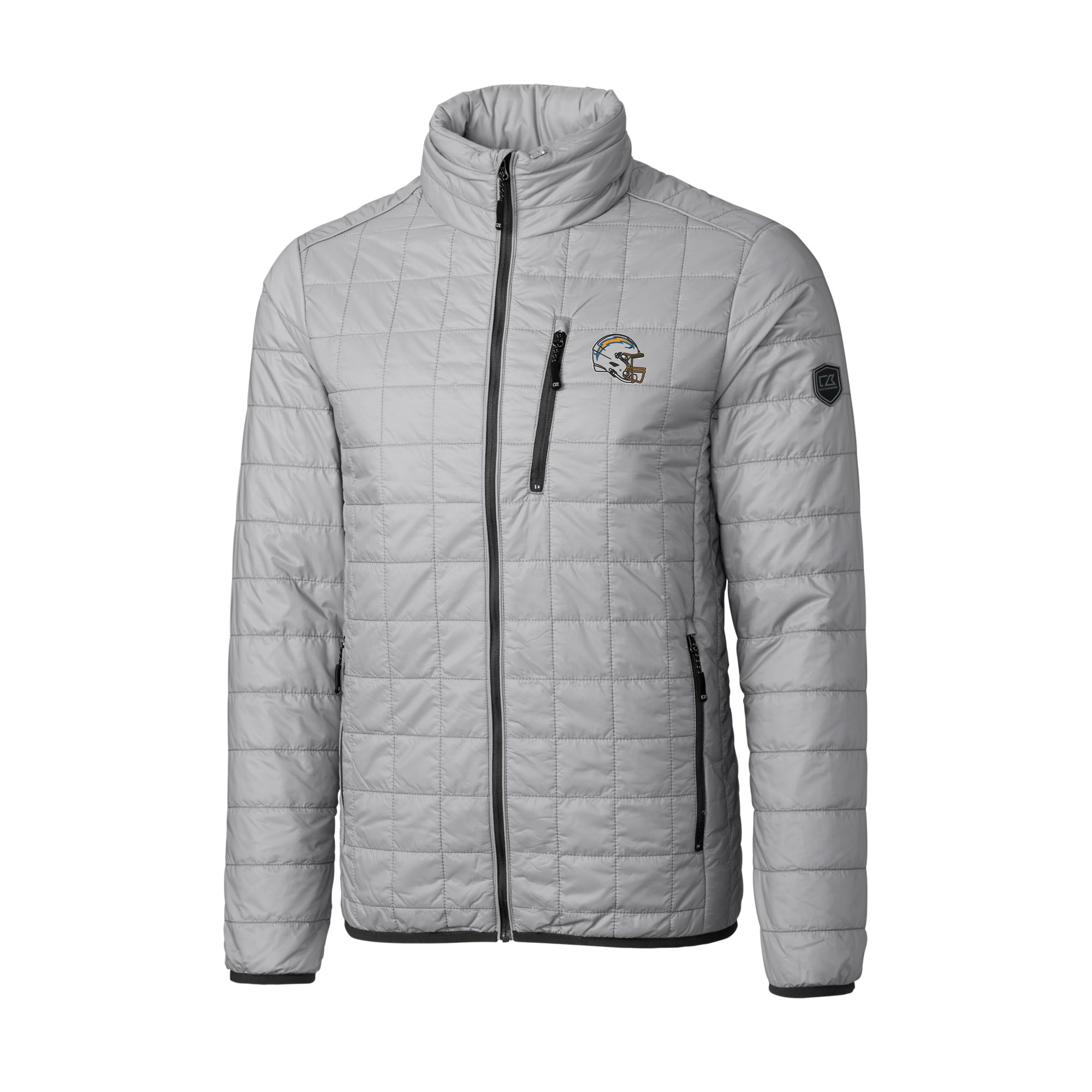Men's Cutter & Buck Silver Los Angeles Chargers Helmet Rainier PrimaLoft Eco Insulated Full-Zip Puffer Jacket - Image 3