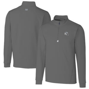 Men's Cutter & Buck  Gray Indianapolis Colts Helmet Traverse Stretch Quarter-Zip Pullover Top
