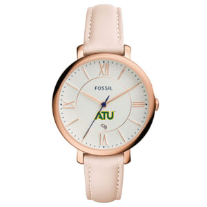 Women's Fossil  Pink Arkansas Tech Wonder Boys Jacqueline Date Blush Leather Watch