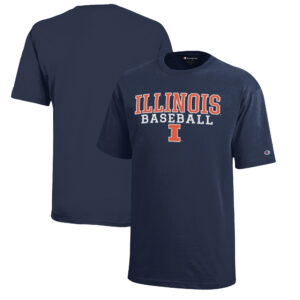 Youth Champion  Navy Illinois Fighting Illini Stacked Logo Baseball T-Shirt