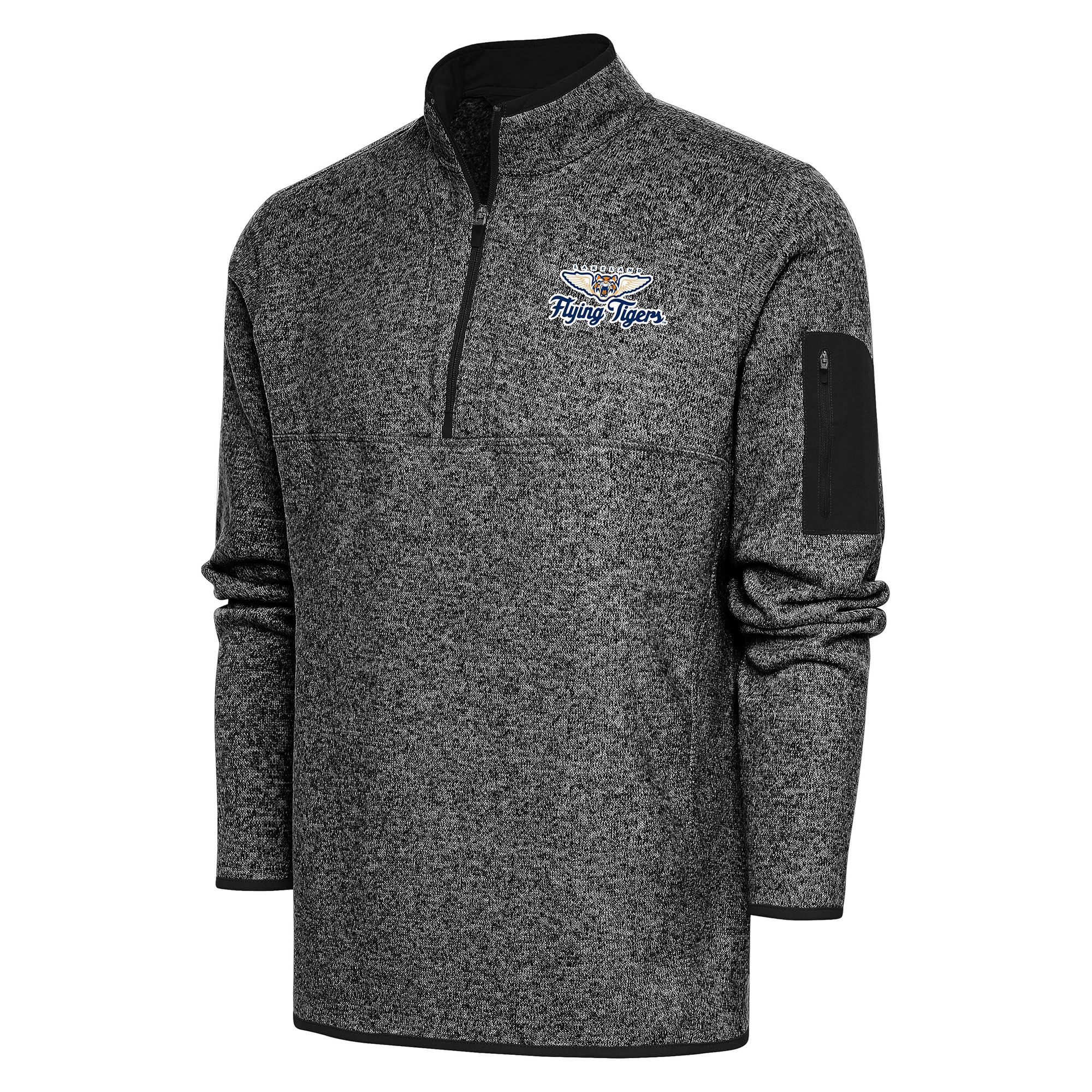 Men's Antigua Heather Black Lakeland Flying Tigers Big & Tall Fortune Quarter-Zip Pullover Jacket