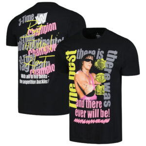 Men's Ripple Junction  Black Bret Hart 3-Time Champion Graphic T-Shirt