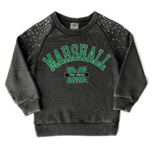 Girls Youth Gameday Couture  Charcoal Marshall Thundering Herd Don't Blink Studded Long Sleeve T-Shirt