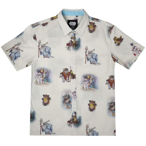 Men's White Star Wars Ewoks Button-Up Shirt