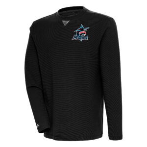 Men's Antigua  Black Miami Marlins Flier Bunker Pullover Sweatshirt