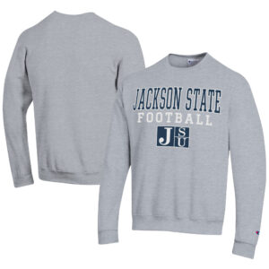 Men's Champion  Gray Jackson State Tigers Football Powerblend Pullover Sweatshirt