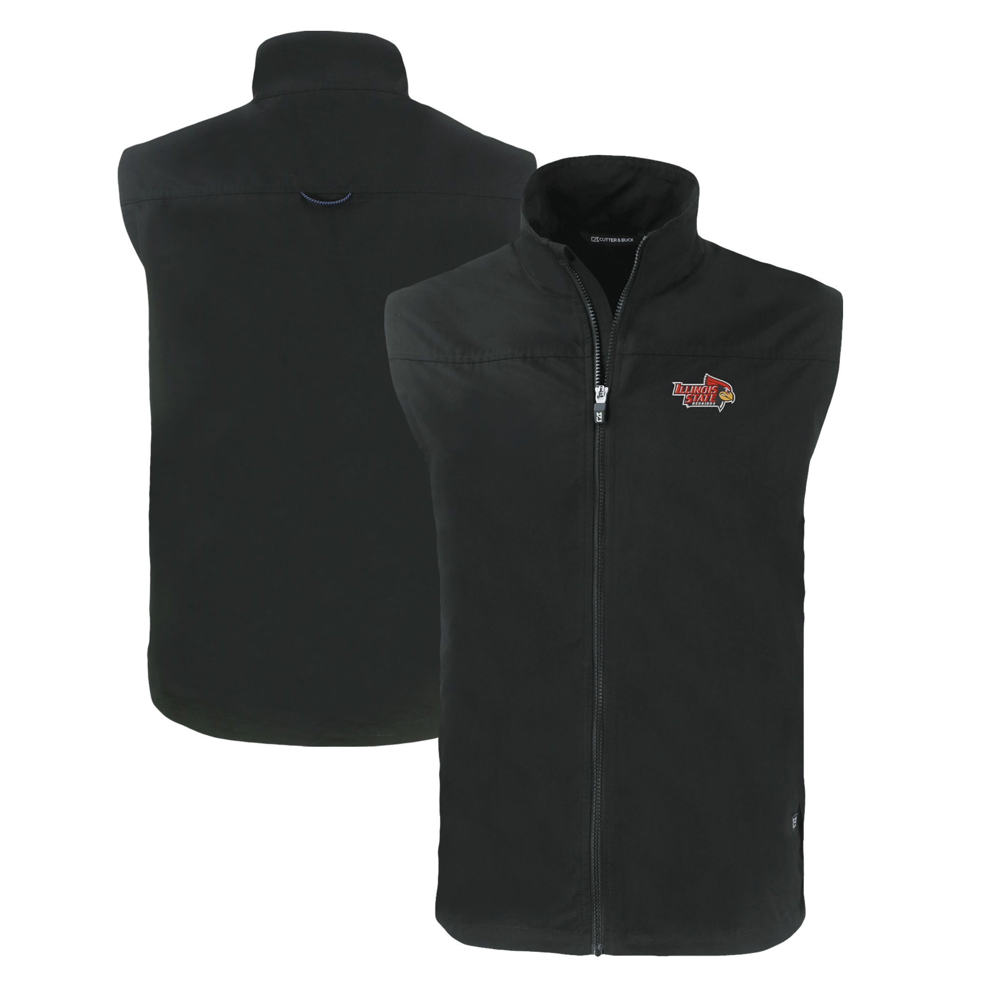 Men's Cutter & Buck Black Illinois State Redbirds Charter Eco Recycled Full-Zip Vest - Image 2