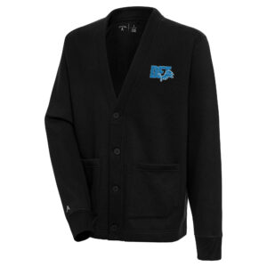Men's Antigua  Black Detroit Lions Victory Button-Up Cardigan