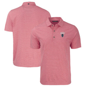 Men's Cutter & Buck  Heather Red Howard Bison Big & Tall Forge Eco Stripe Stretch Recycled Polo