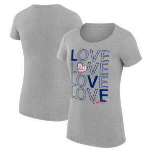 Women's G-III 4Her by Carl Banks Heather Gray New York Giants Love Graphic Fitted T-Shirt