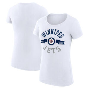 Women's G-III 4Her by Carl Banks White Winnipeg Jets City Graphic Sport Fitted Crewneck T-Shirt