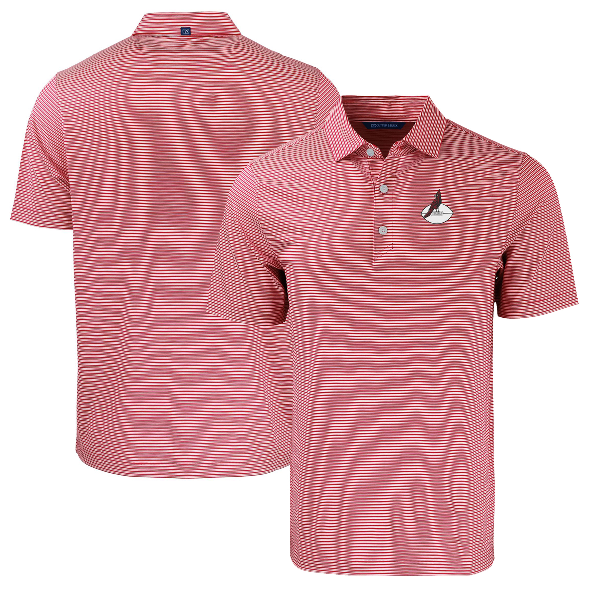 Men's Cutter & Buck Cardinal/White Arizona Cardinals Throwback Big & Tall Forge Eco Double Stripe Stretch Recycled Polo