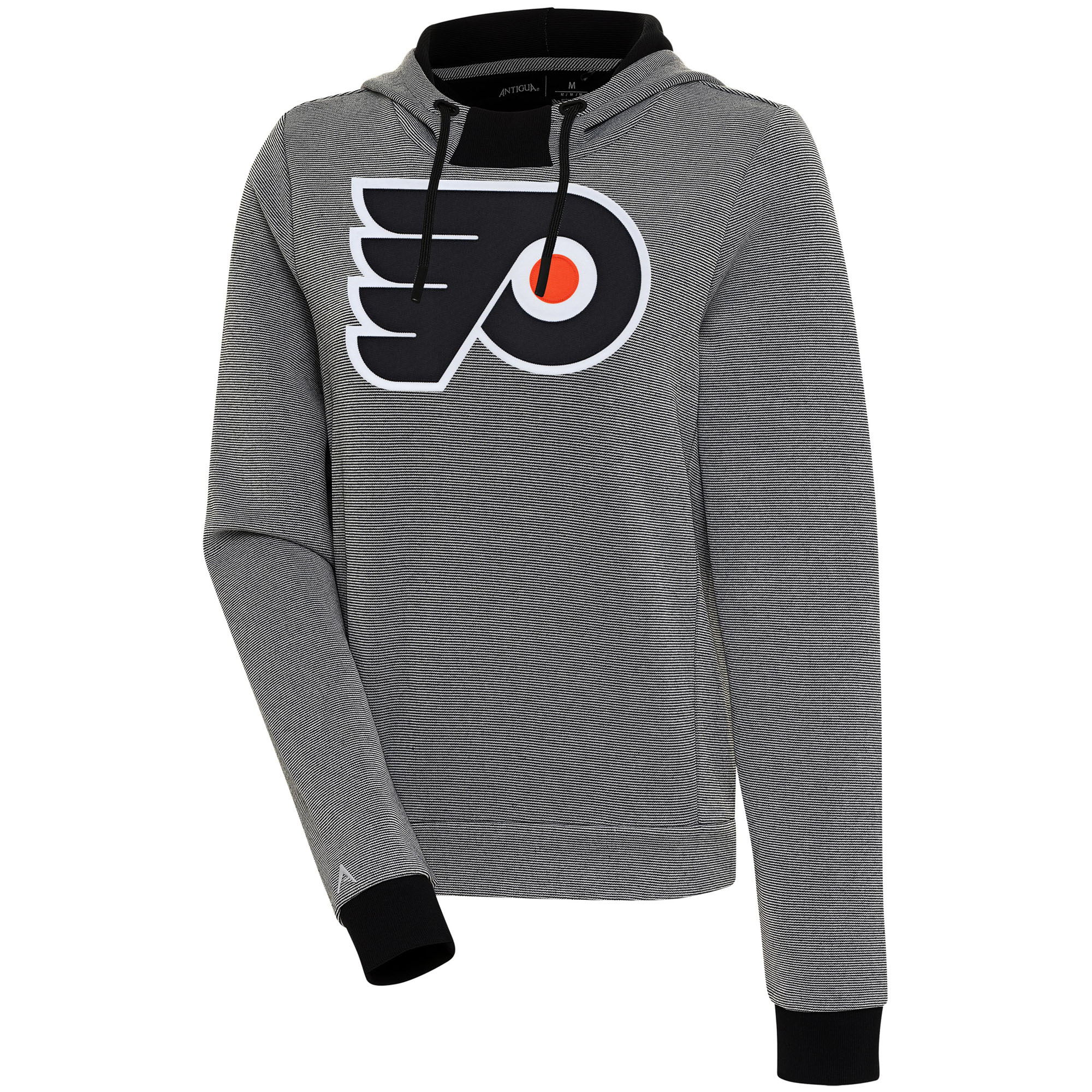Women's Antigua Black Philadelphia Flyers Axe Bunker Tri-Blend Pullover Hoodie