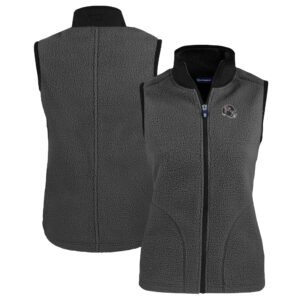 Women's Cutter & Buck Gray Atlanta Falcons Helmet Logo Cascade Eco Sherpa Fleece Full-Zip Vest
