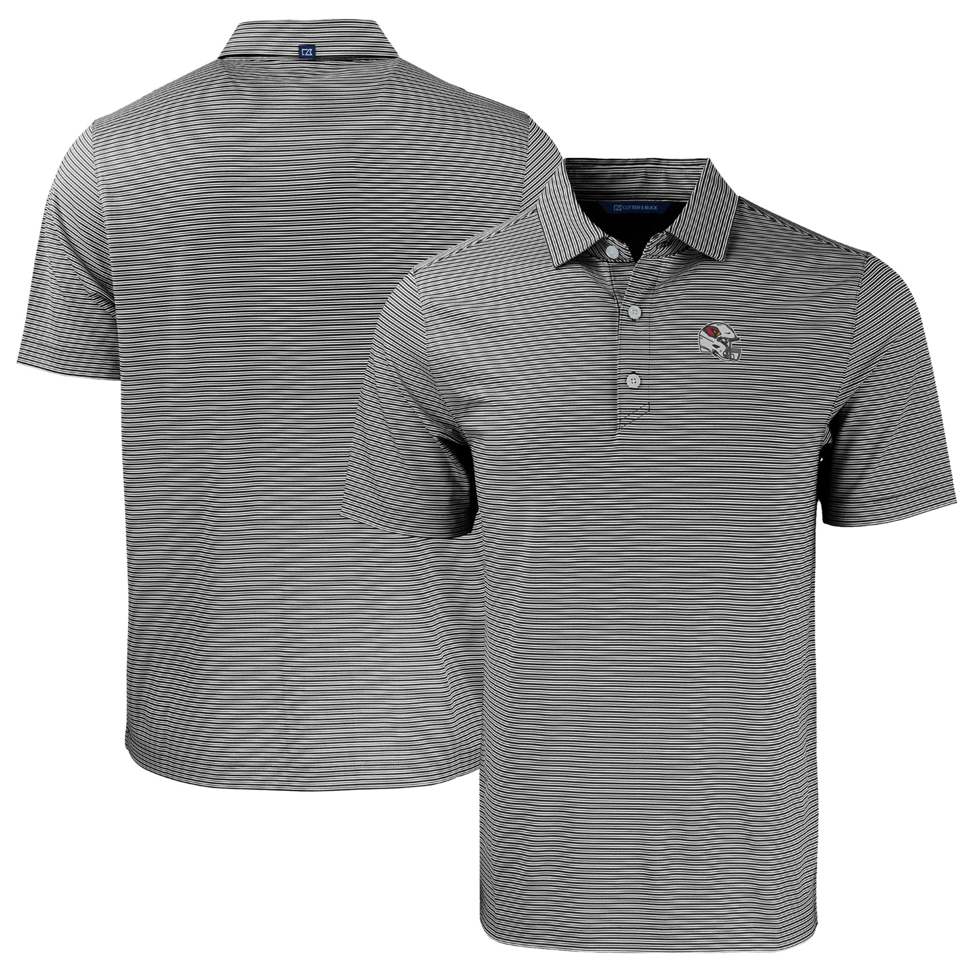 Men's Cutter & Buck Black/White Arizona Cardinals Helmet Big & Tall Forge Eco Double Stripe Stretch Recycled Polo
