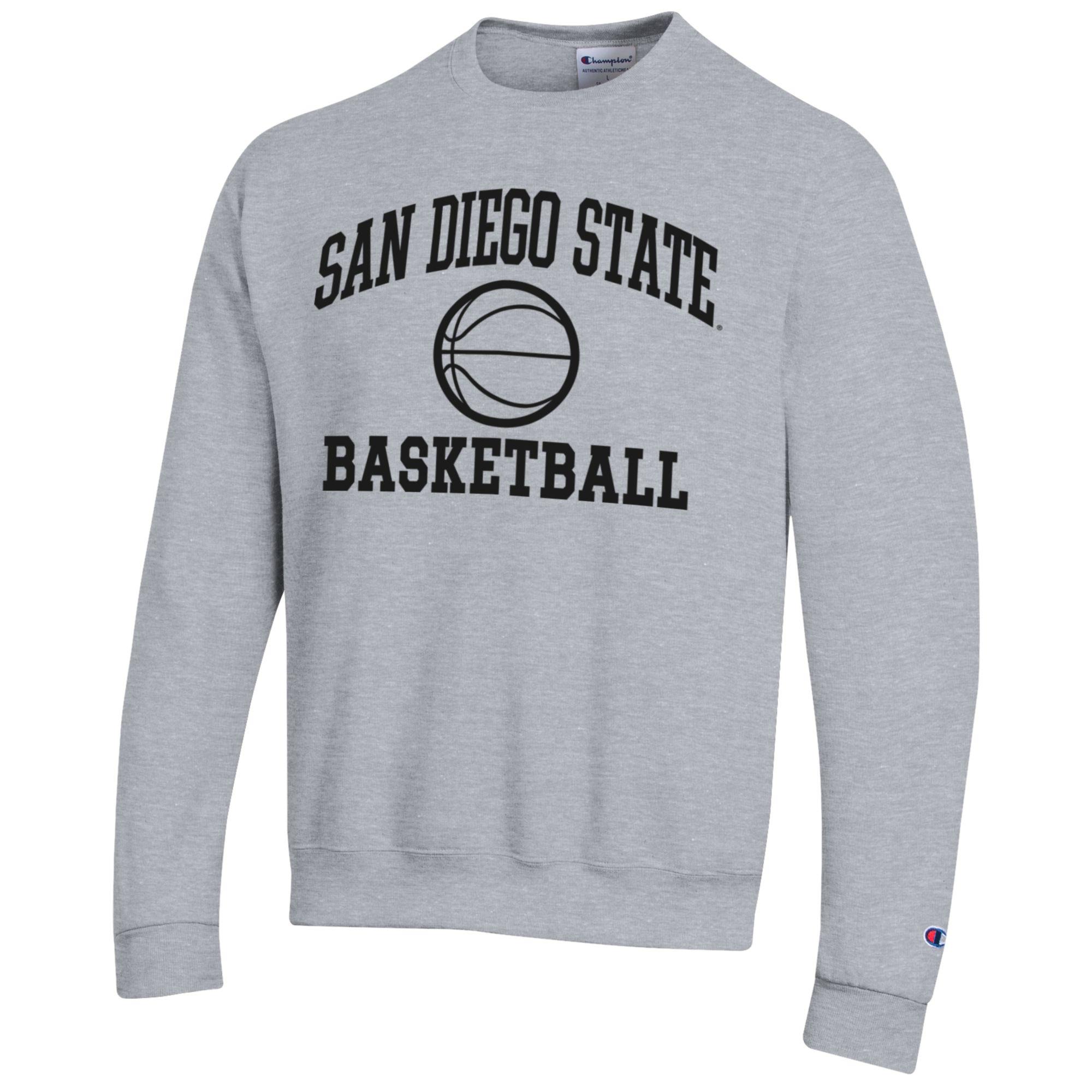 Men's Champion Gray San Diego State Aztecs Icon Logo Basketball Eco Powerblend Pullover Sweatshirt - Image 6