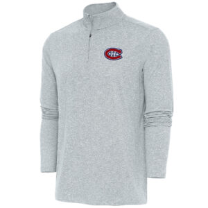 Men's Antigua  Heather Gray Montreal Canadiens Hunk Quarter-Zip Pullover Top