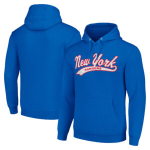 Men's Starter Blue New York Rangers Tailsweep Fleece Tri-Blend Pullover Hoodie