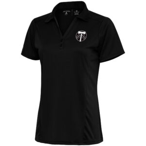 Women's Antigua  Black Portland Timbers Brushed Metallic Tribute Desert Dry Polo
