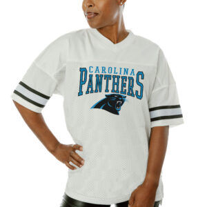 Women's Gameday Couture  White Carolina Panthers  Top Recruit Side Slit V-Neck Fashion Jersey