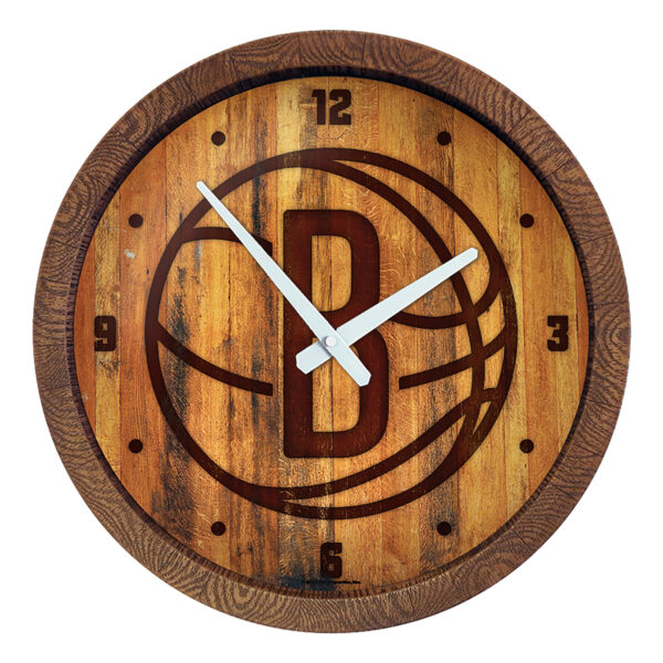 Brooklyn Nets 20.25" Faux Barrel Top Clock