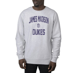 Men's Uscape Apparel Heather Gray James Madison Dukes Premium Heavyweight Crew Neck Sweatshirt