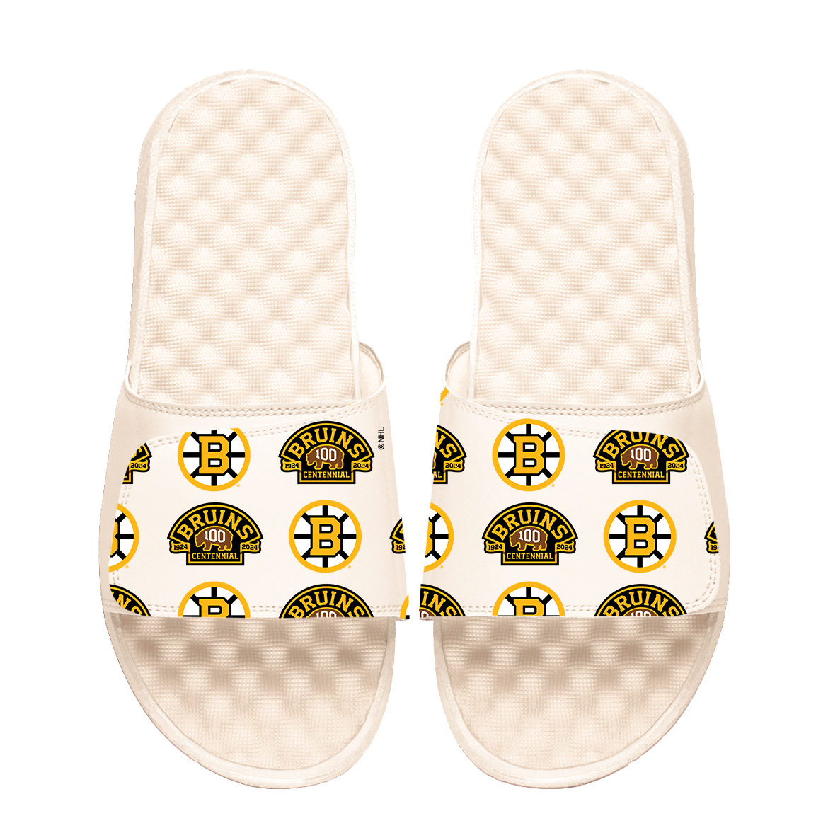 Men's ISlide Cream Boston Bruins Centennial Slide Sandals