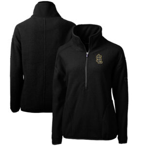Women's Cutter & Buck Black Salt Lake Bees Cascade Eco Sherpa Fleece Half-Zip Jacket