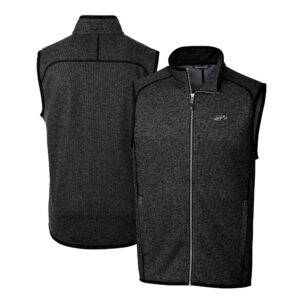 Men's Cutter & Buck Heather Charcoal Rocket City Trash Pandas Mainsail Sweater-Knit Full-Zip Vest