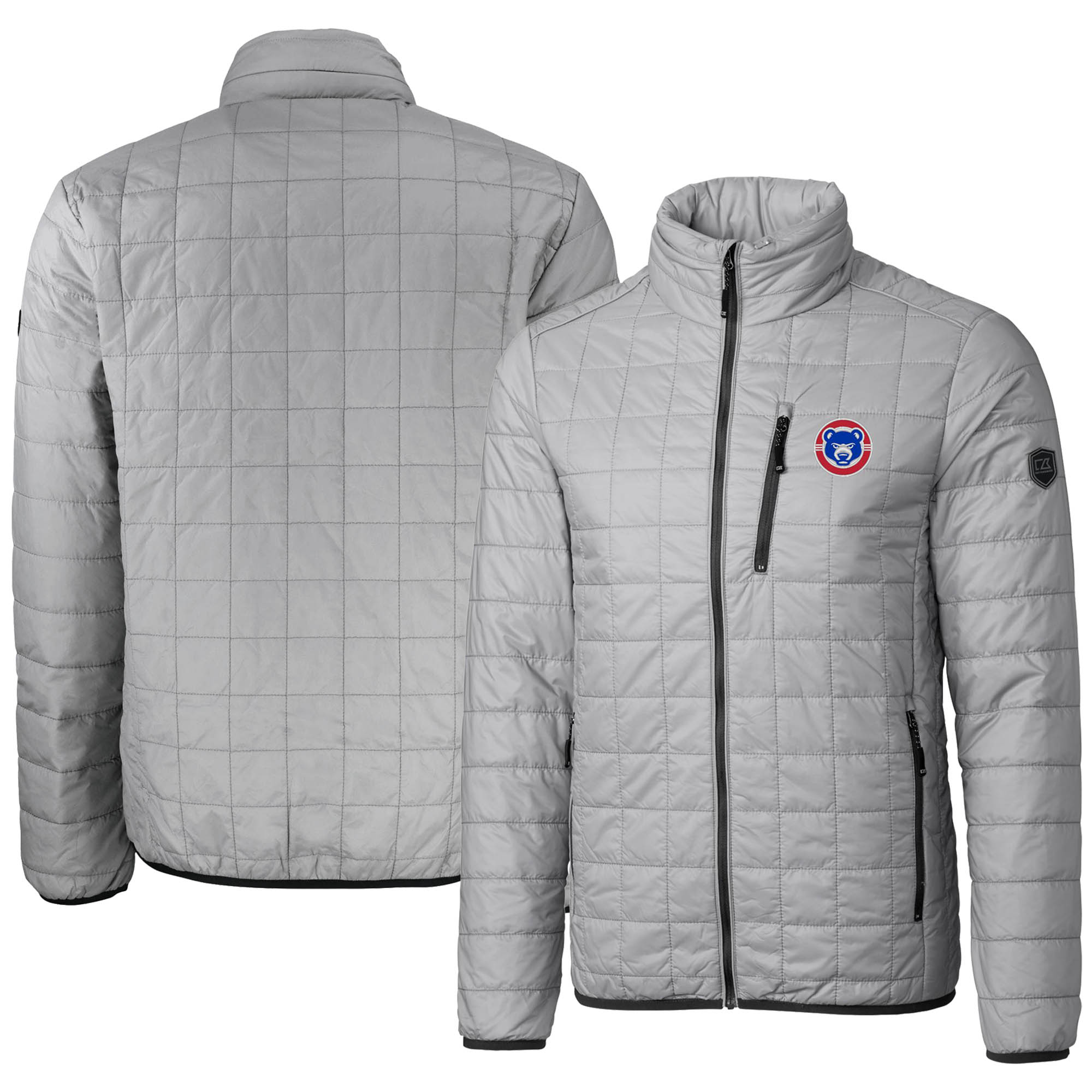 Men's Cutter & Buck Gray South Bend Cubs Rainier PrimaLoft Eco Insulated Full-Zip Puffer Jacket