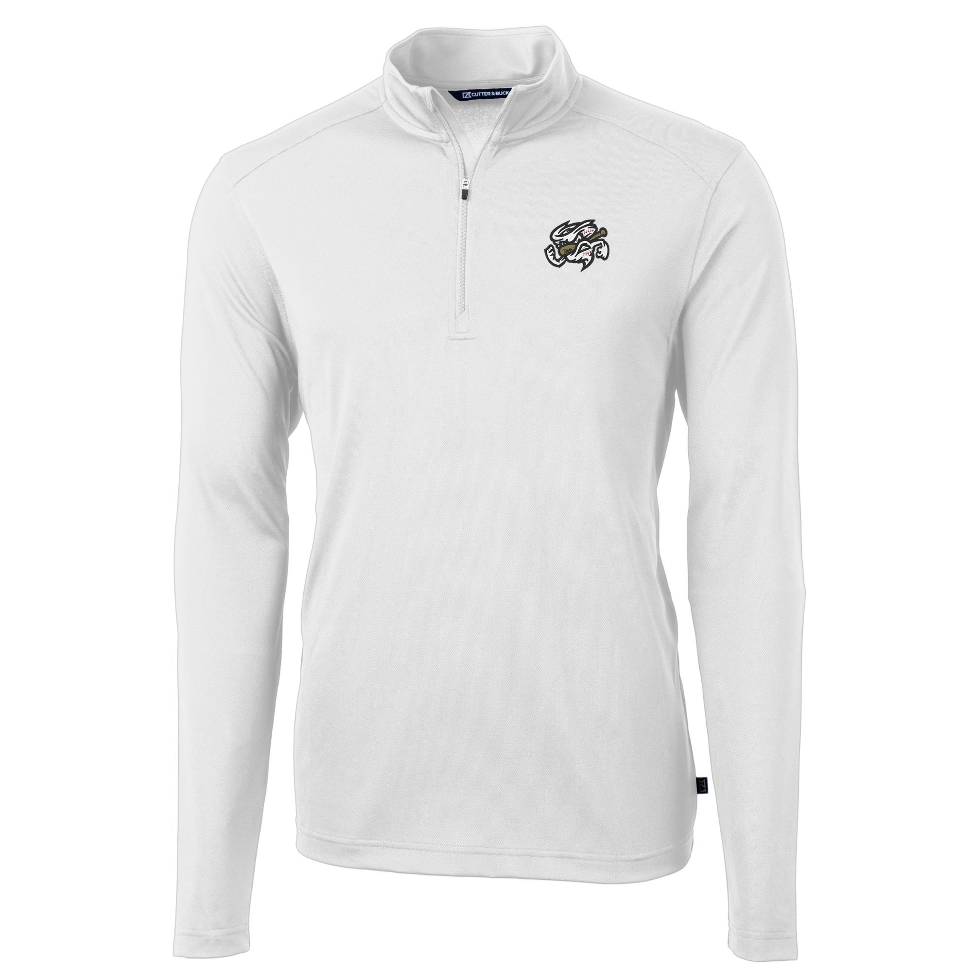 Men's Cutter & Buck White Omaha Storm Chasers Virtue Eco Pique Recycled Quarter-Zip Pullover Top - Image 6