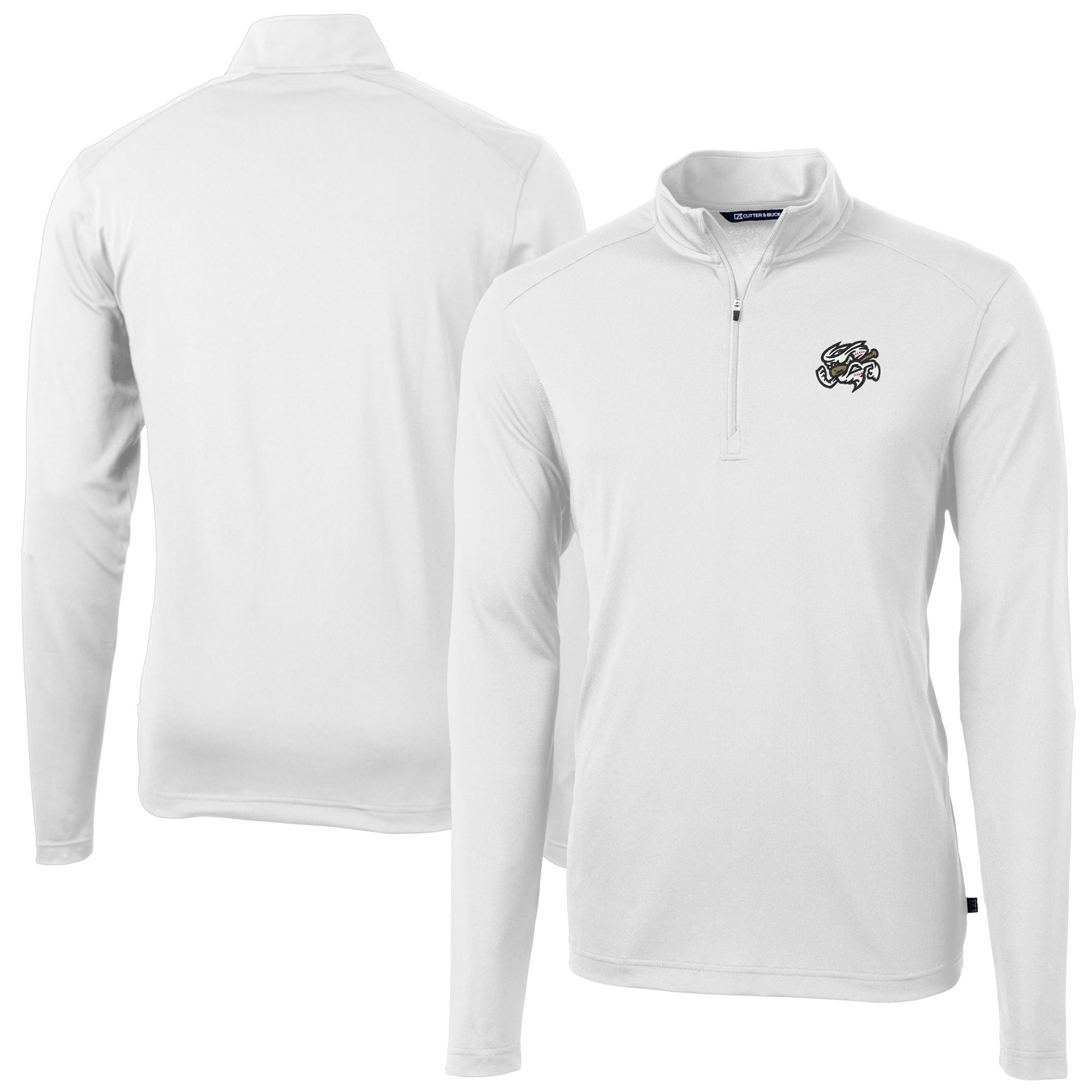 Men's Cutter & Buck White Omaha Storm Chasers Virtue Eco Pique Recycled Quarter-Zip Pullover Top