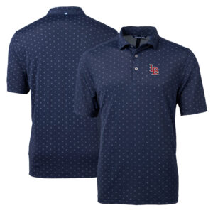 Men's Cutter & Buck Navy Louisville Bats Virtue Eco Pique Tile Print Recycled Polo