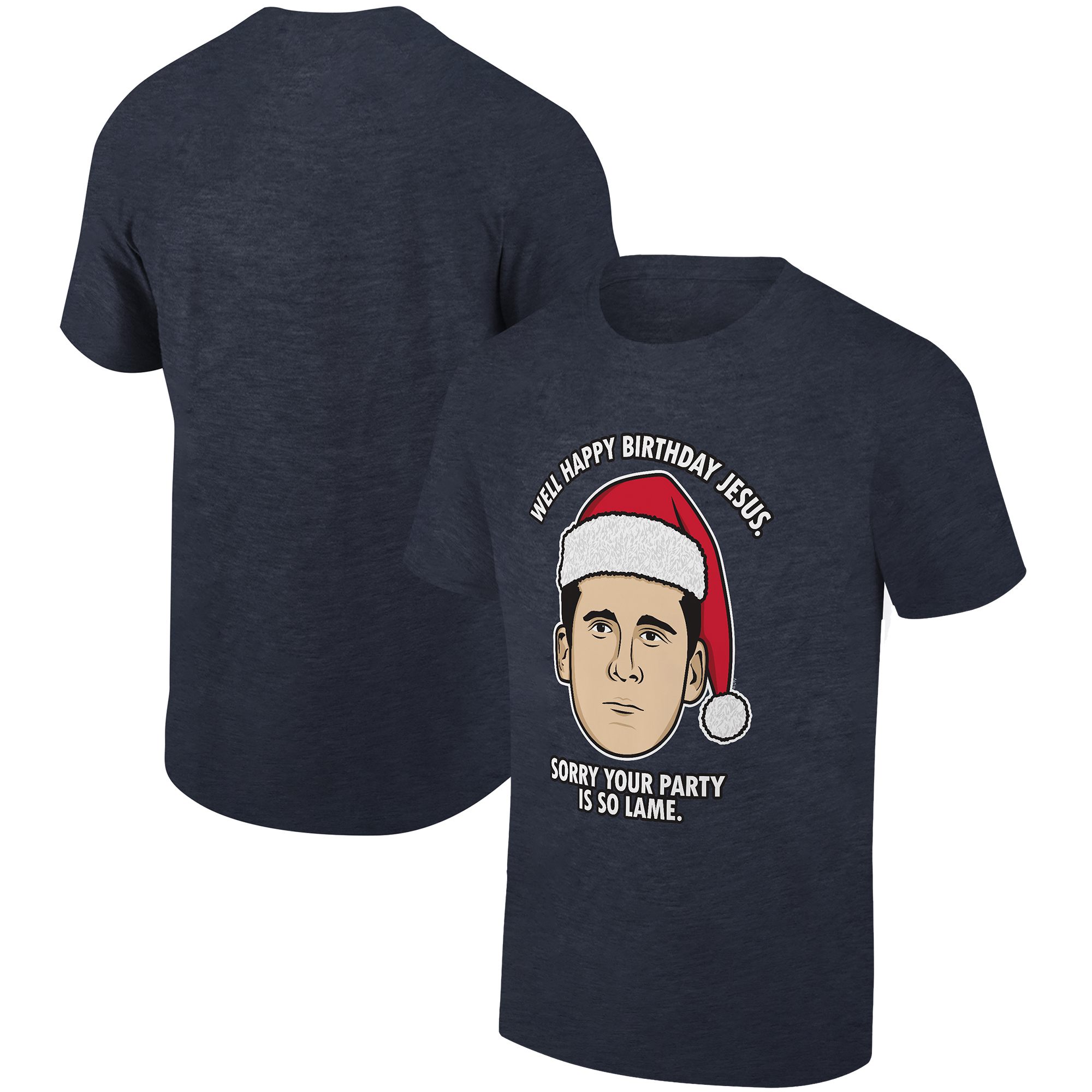 Men's Ripple Junction Heather Navy The Office Sorry Jesus Holiday Graphic T-Shirt