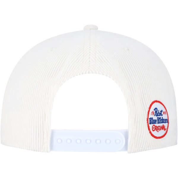 Men's White/Navy Pabst Blue Ribbon Corduroy Rope Golf Snapback Hat - Image 11