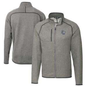Men's Cutter & Buck Heather Gray San Antonio Missions Big & Tall Mainsail Sweater-Knit Full-Zip Jacket