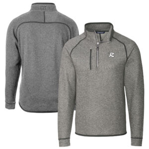 Men's Cutter & Buck Heather Gray Richmond Flying Squirrels Big & Tall Mainsail Sweater-Knit Half-Zip Pullover Jacket