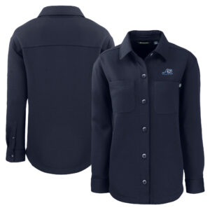 Women's Cutter & Buck Navy West Michigan Whitecaps Roam Eco Knit Shirt Jacket