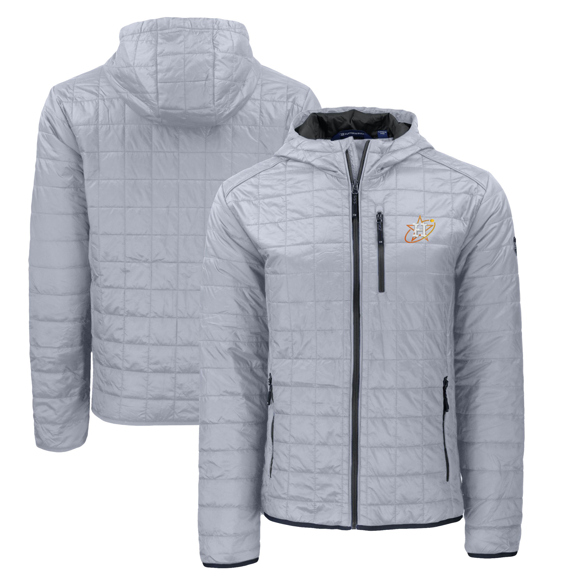 Men's Cutter & Buck Gray Houston Astros City Connect Rainier Primaloft Eco Full-Zip Hooded Jacket - Image 5