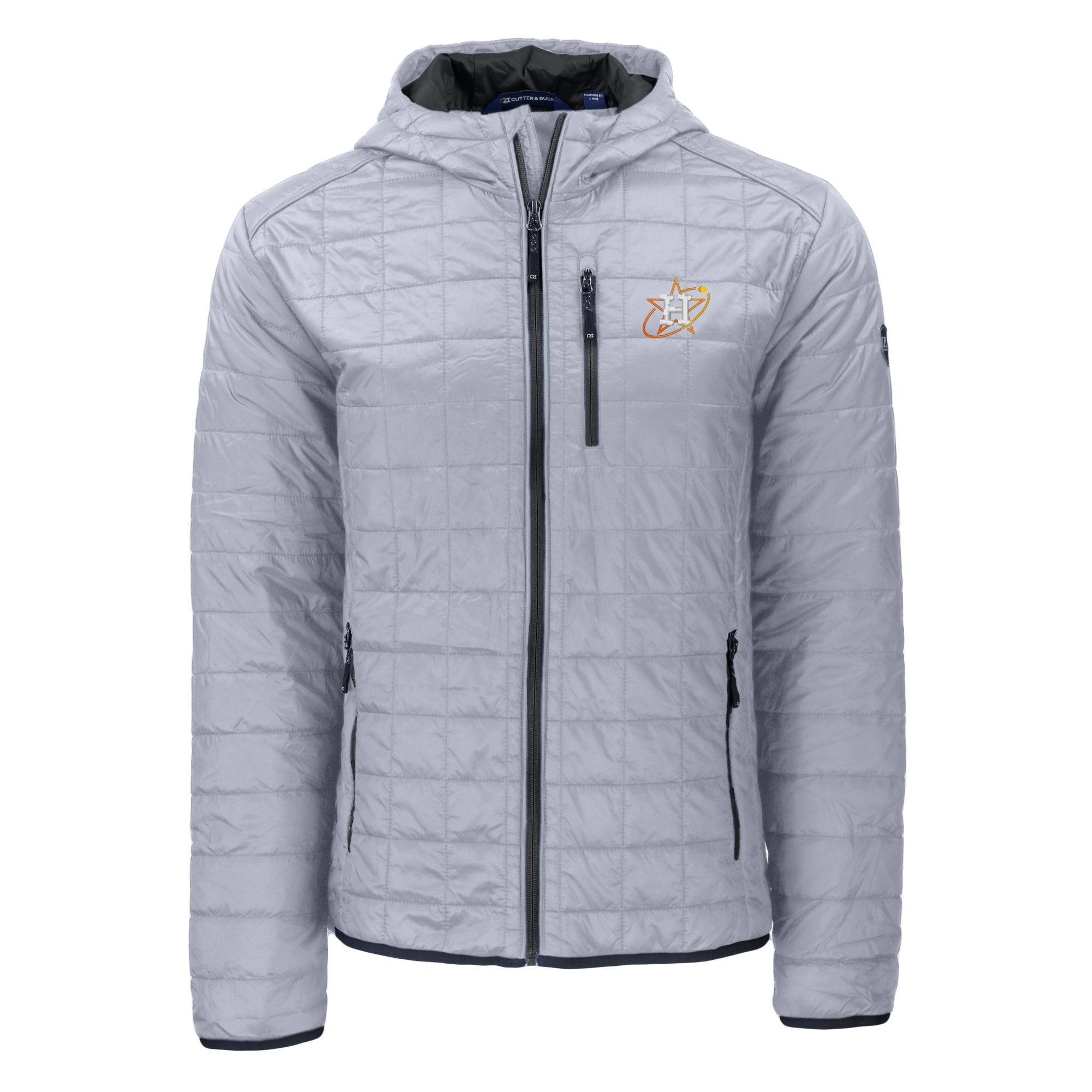 Men's Cutter & Buck Gray Houston Astros City Connect Rainier Primaloft Eco Full-Zip Hooded Jacket - Image 6